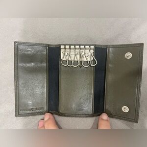 Green Embossed Leather Keychain Holder